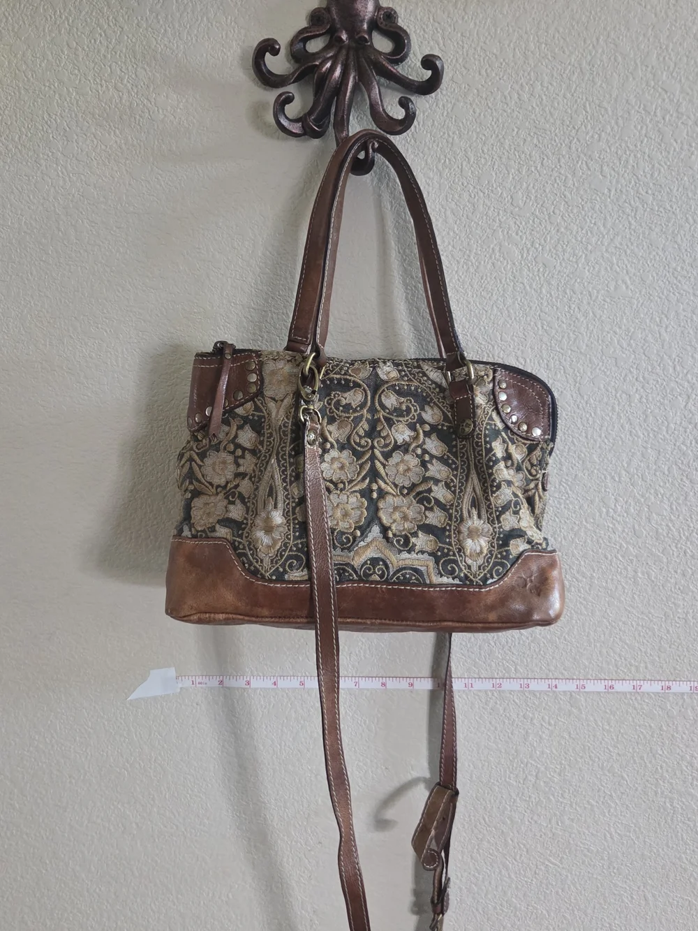 Patricia Nash Tapestry Floral Embroidered Satchel - Black and Brown